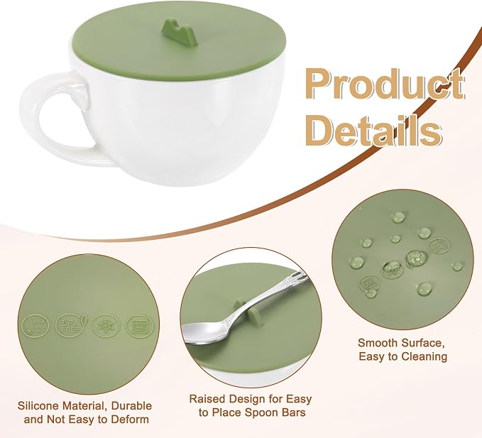 uxcell Silicone Cup Lids, Reusable Anti-Dust Tight Seal Silicone Mugs Cover - Image 3