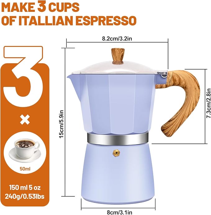 3 Cup Aluminum Espresso Stovetop Moka Pot Express Coffee Maker Percolator - Image 2