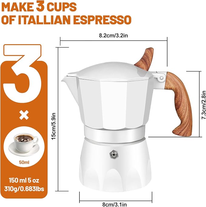 3 Cup Aluminum Espresso Stovetop Moka Pot Express Coffee Maker Percolator - Image 2