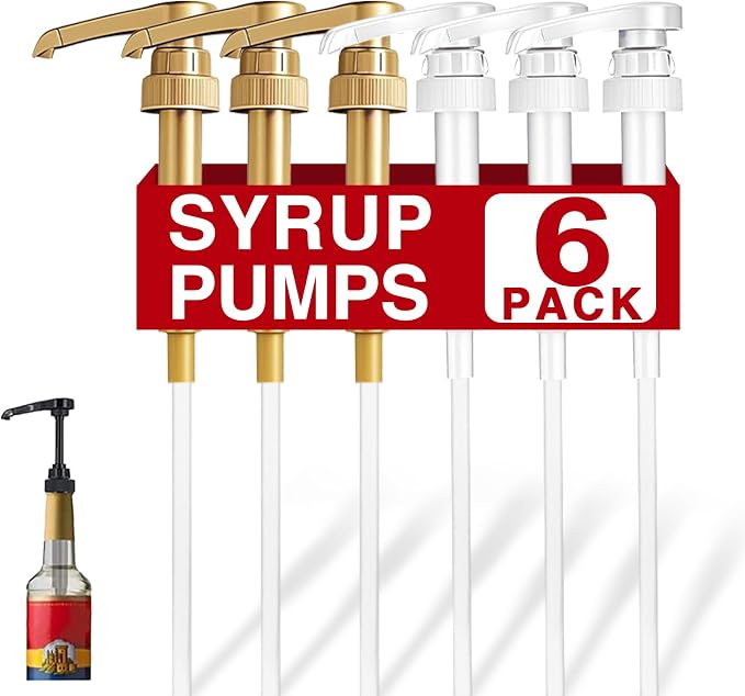 6 Pack Syrup Pumps Leak Proof Coffee Syrup Dispenser, Fits 25.4 Oz Coffee by DupakSYS