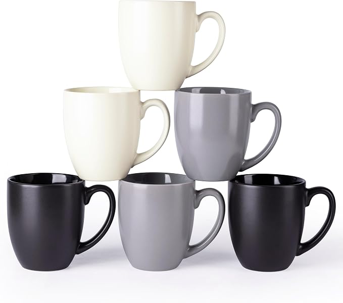 AmorArc 16oz Coffee Mugs Set of 6, Large Ceramic Coffee Mugs by AmorArc