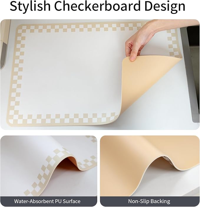 Coffee Bar Mat for Countertop Super Absorbent Hide Stain Cuttable Dish Drying - Image 4