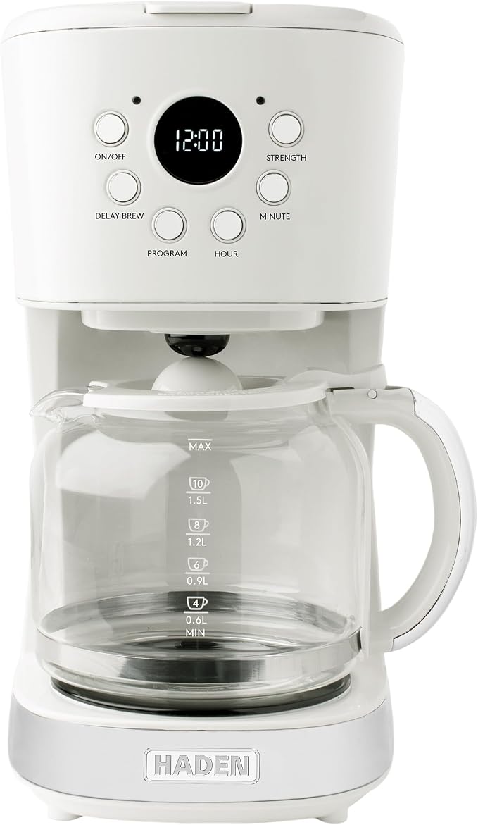 HADEN Coffee Machine, 12 Cup Programmable Drip Coffee Maker, Ivory & Chrome by Unknown