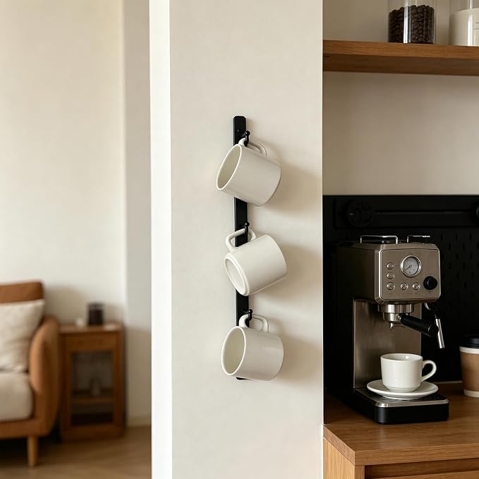 Yohsnor Coffee Mug Shelf for Wall – Premium Iron Wall-Mounted Coffee Cup Rack - Image 7
