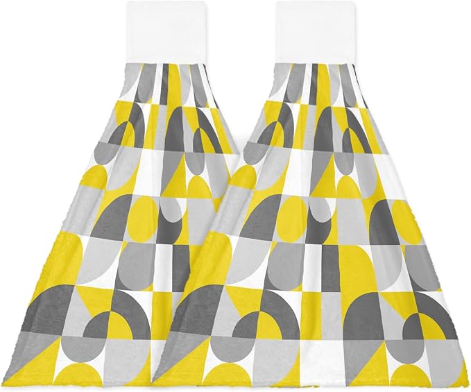 Hanging Kitchen Towels with Loop Mid Century Geometric Hand Tie Towels Set of 2 by Big+buy+store