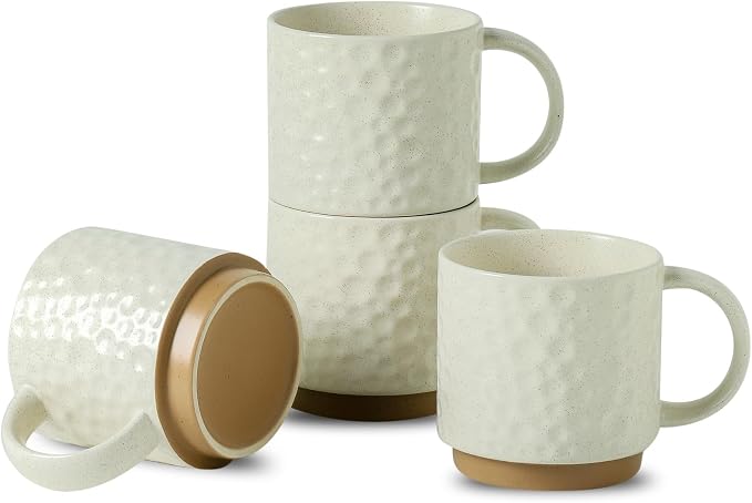 Nihow 16OZ Stackable Coffee Mug Set, Large Ceramic Coffee Mug Set of 4 by Nihow