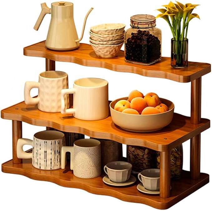 Wooden Mug Holder Countertop, Coffee Station Organizer, Counter Shelf by Unknown