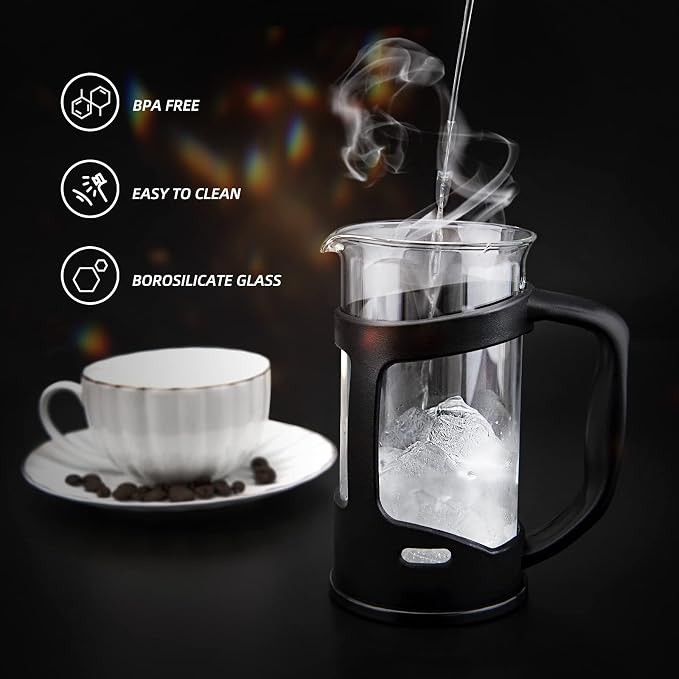 RAINBEAN Mini French Press Coffee Maker, 1 Cup, Maximum Flavor Brewer - Image 4