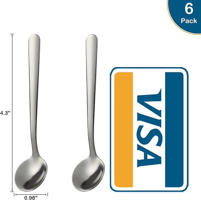 6 Pack 4.3 Inches Mini Spoons Small Coffee Teaspoon Medicine Spices Powder Spoon - Image 2