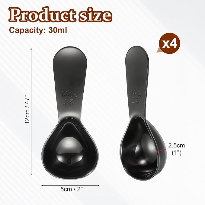 uxcell 4Pcs Stainless Steel Coffee Scoop, 30ml Short Handle Measuring Spoon - Image 2