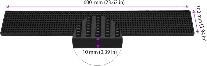 FUNSUEI 5 PCS 4 x 24 Inch Black Rubber Bar Mats, Rubber Bar Service Spill Mat - Image 2