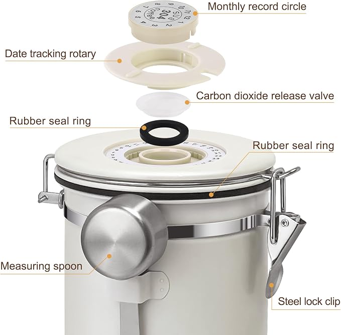 1.2L Airtight Vacuum Coffee Canister, Stainless Steel Storage Container - Image 5