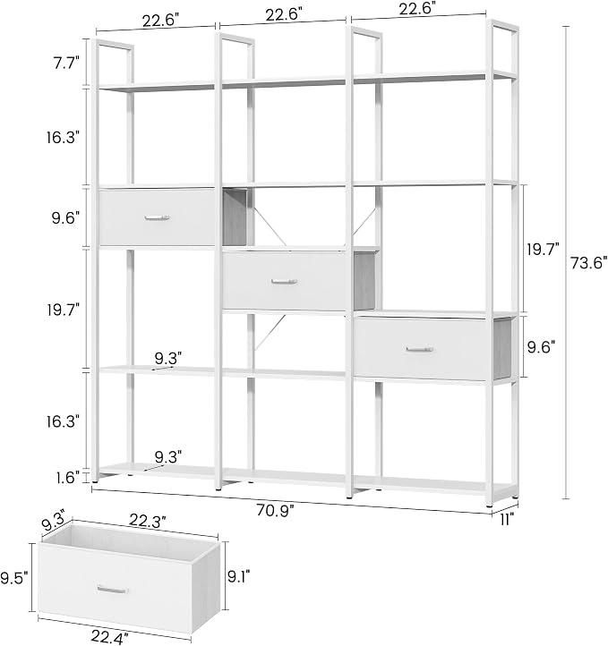 Triple Wide 6 Tiers Industrial Book shelf - Image 2
