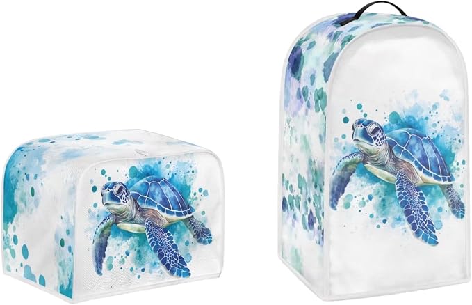 doginthehole Small Appliance Cover Dust Cover Set of 2 Aqua Watercolor Sea by doginthehole