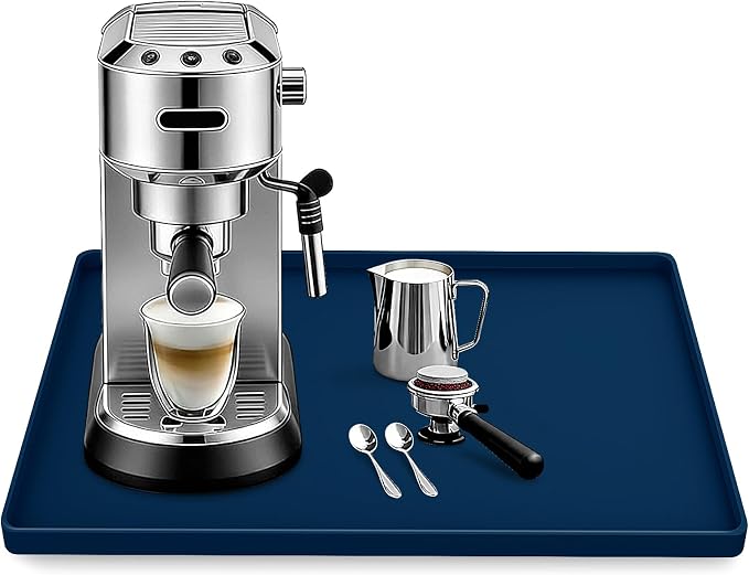 Silicone Coffee Maker Mat with Lip, 15.7'' x 11.8'' Heavy Duty Coffee Maker Mat by TOHONFOO