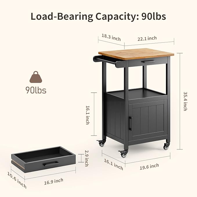 Qsun Kitchen Island on Wheels - Image 3