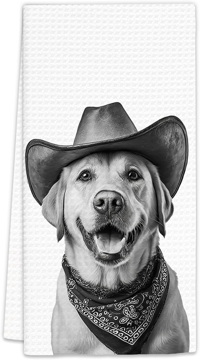 Labrador Retriever Gifts Western Dog Kitchen Towels, Gifts by FIicy