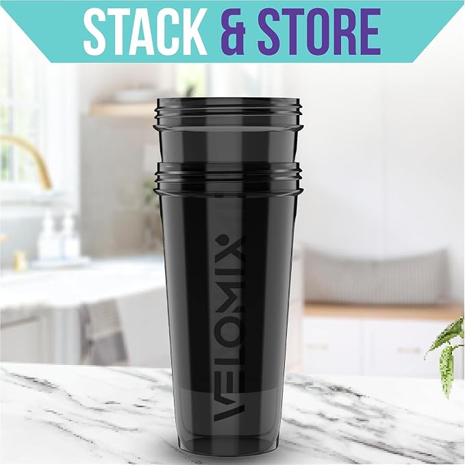 VELOMIX -2 Pack- 28 oz Protein Shaker Bottles - Image 5