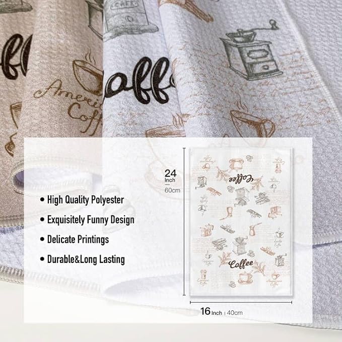Funny Joked Coffee Kitchen Towels, Bar Dishcloth, Absorbent Drying Hand Rags - Image 4
