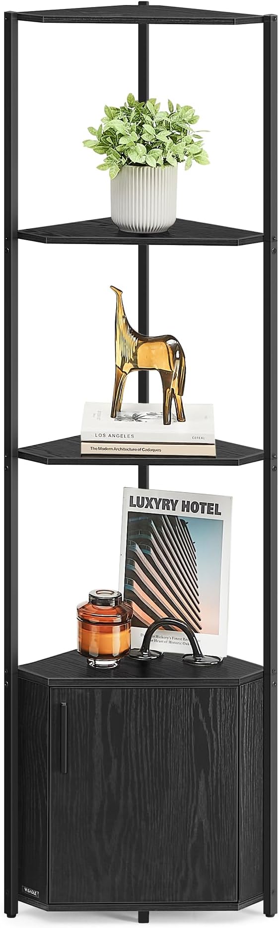 VASAGLE Corner Shelf with Storage, 5-Tier Corner Storage Cabinet, by Unknown