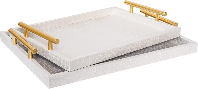 Modern Elegant Large Wood Serving Tray, Home Decorative Rectangle Ottoman by JUMBOHUMBLE