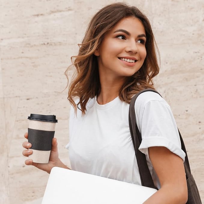 Promora 8 oz Disposable Natural Cream Coffee Cups - Image 8