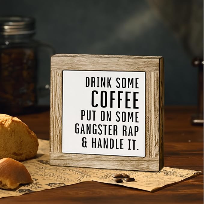 Coffee Wooden Box Decor, Farmhouse Home Office Cafe Sign, Drink Coffee Put On - Image 4