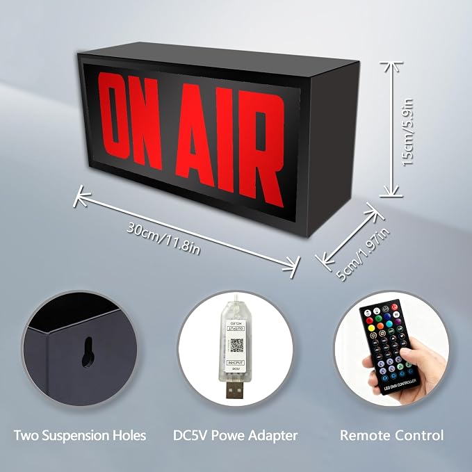 On Air Sign LED Retro Light, USB Powered Wall Mount or Desk Light Box, Youtube - Image 2