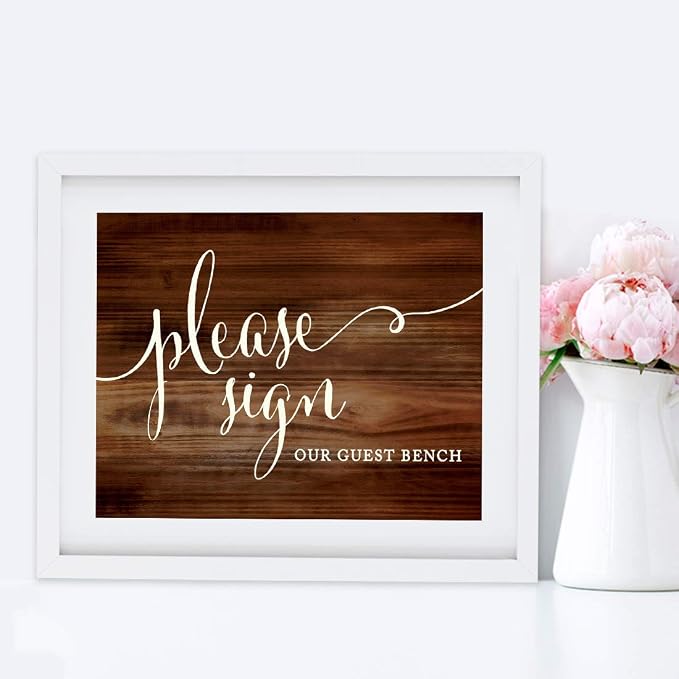 Andaz Press Wedding Party Signs, Rustic Wood Print, 8.5x11-inch, Please Sign - Image 5