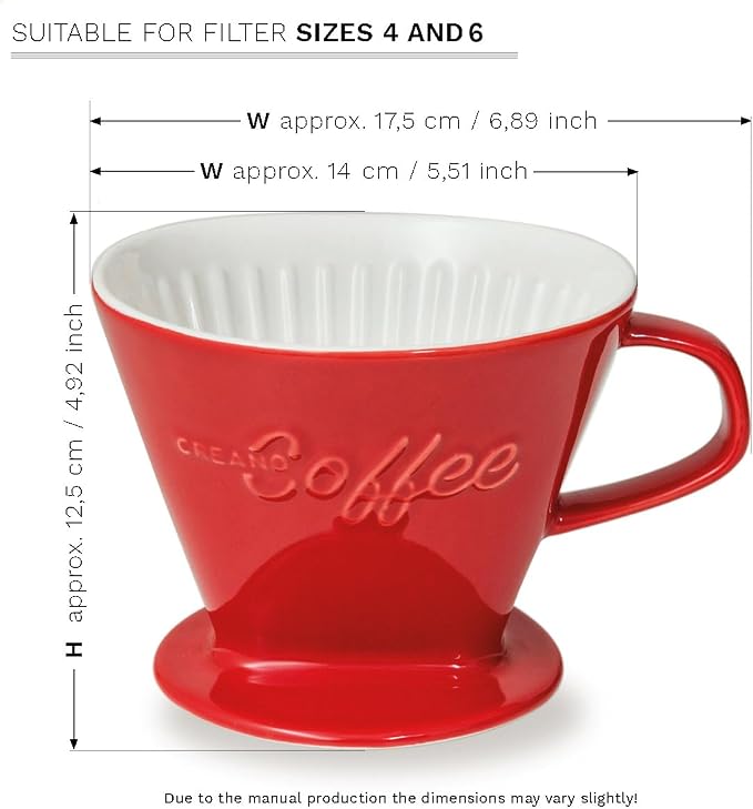 Creano XXL Porcelain Coffee Dripper Red - Image 3