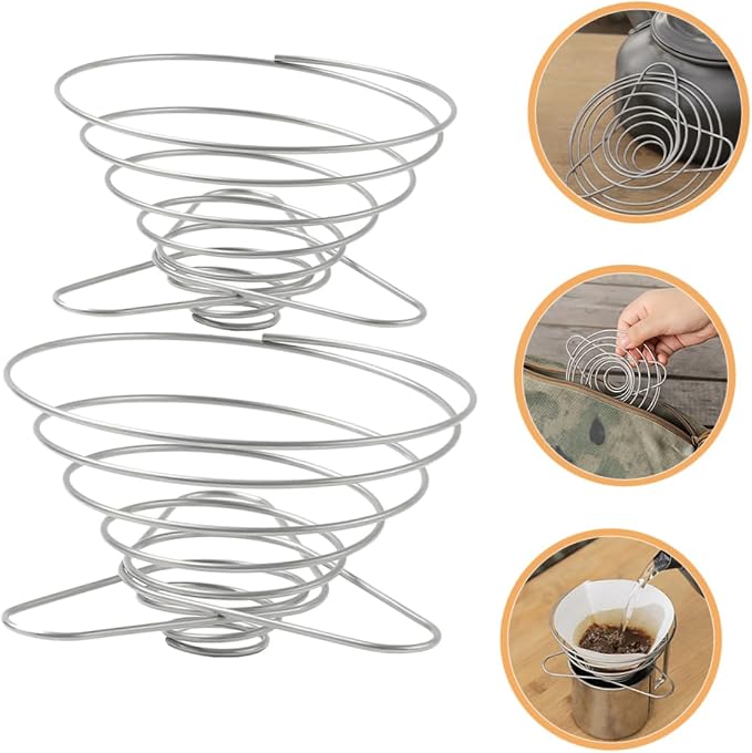 SUPVOX 2pcs House Hold Filter Cup Stainless Steel Drip Stand Camping Funnel - Image 9