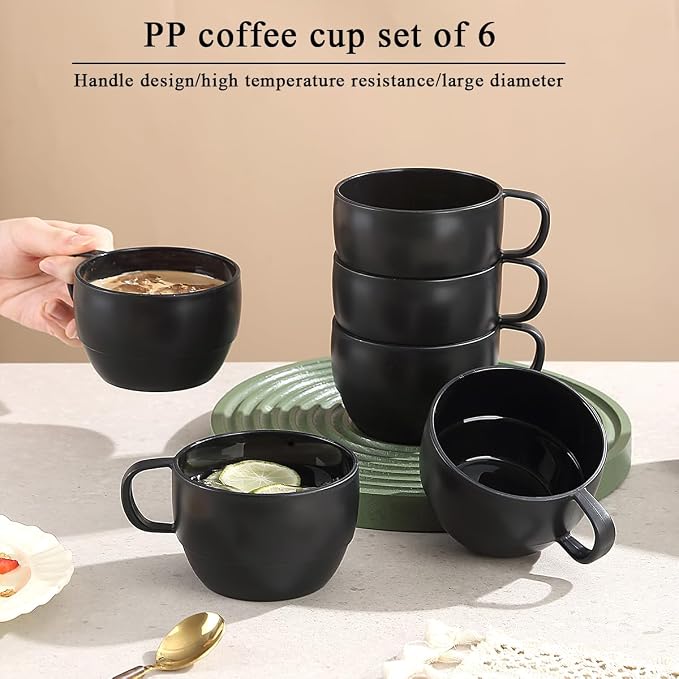 Coffee Mugs Set of 6, Coffee Cups 12oz, Durable Light Weight Plastic Mugs - Image 3