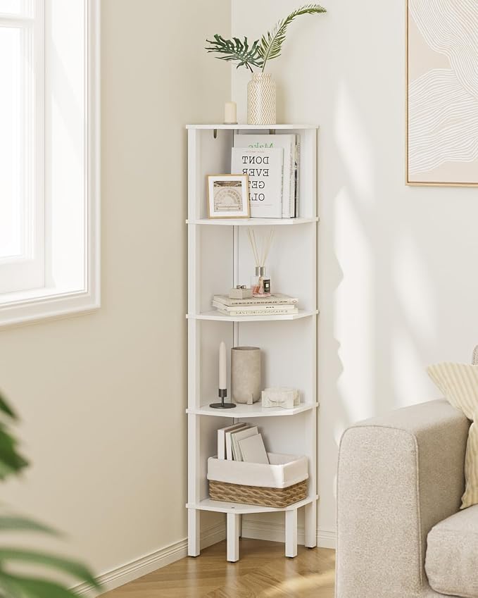 Corner Shelf, 5 Tier Corner Bookshelf, Display Corner Shelf Stand by Apetaccat