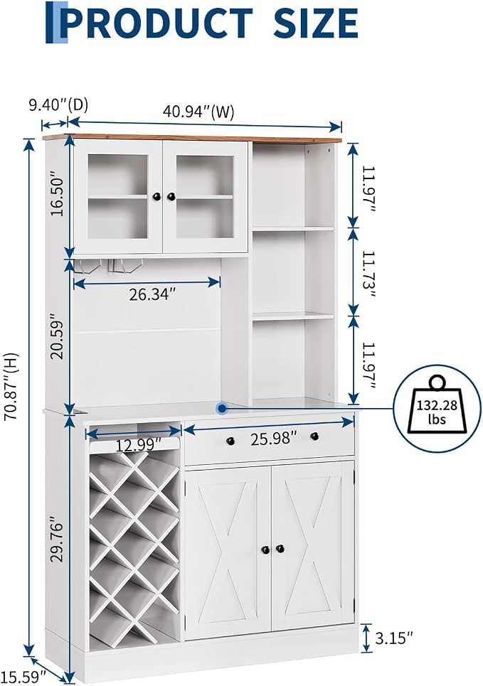 IDEALHOUSE 72 Inch Tall Kitchen Pantry Cabinet - Image 2