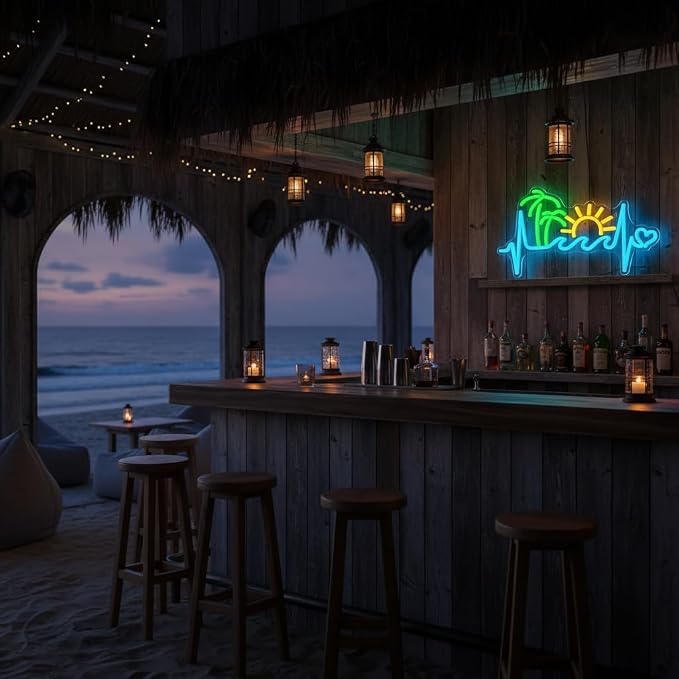 Tropical Sunset Neon Sign, Dimmable Palm Tree Sunrise Wave LED Neon Lights - Image 6