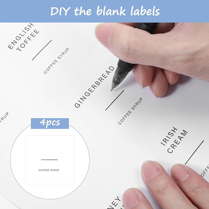 72 Pcs Coffee Syrup Labels, Writable Waterproof Syrup Labels | Coffee Syrup - Image 4