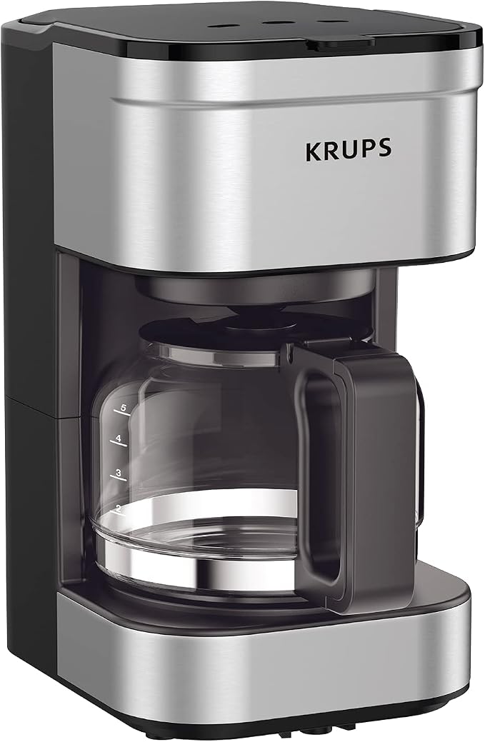 KRUPS Simply Brew Compact 5 Cup Coffee Maker: Stainless Steel Design, Pause & by KRUPS