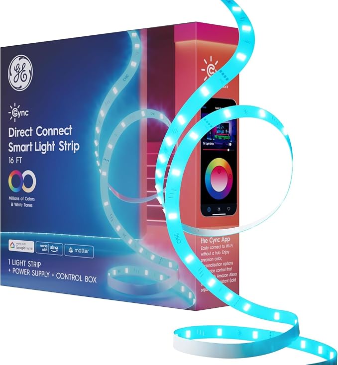 GE Cync Smart LED Strip Light, Color Changing Room Decor LED Light Strip by CYNCSmartHome