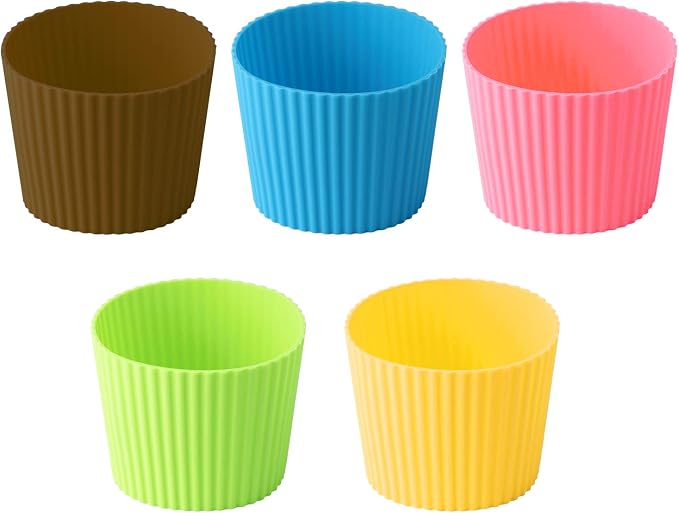 5pcs Assorted Colors Heat-resistant Silicone Nonslip Coffee Cup Sleeve by KINMINGZHU