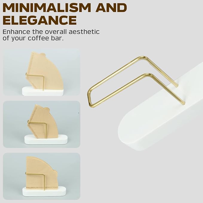 Coffee Filter Holder Storage, Marble & Brass Rack Coffee Filter Container - Image 3