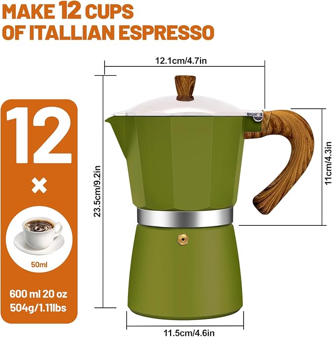 12 Cup Aluminum Espresso Stovetop Moka Pot Express Coffee Maker Percolator - Image 2