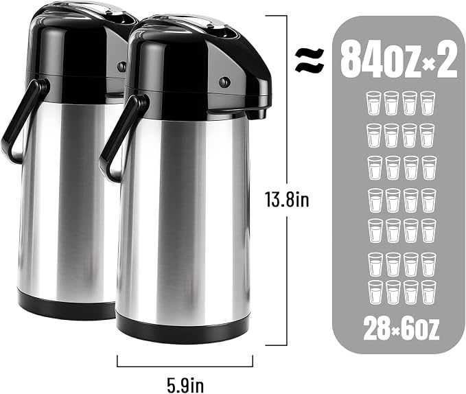 Upgraded Airpot Coffee Carafe - 84oz/2.5L Coffee Carafe - Image 3