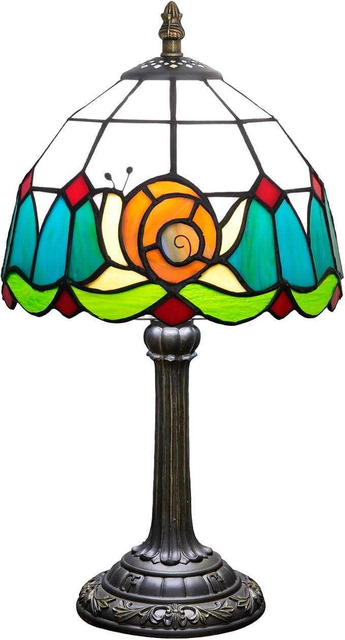 Tiffany Lamp Stained Glass Table Lamp 8X8X14 Inches Snail Style Living Room by KIPHEPI
