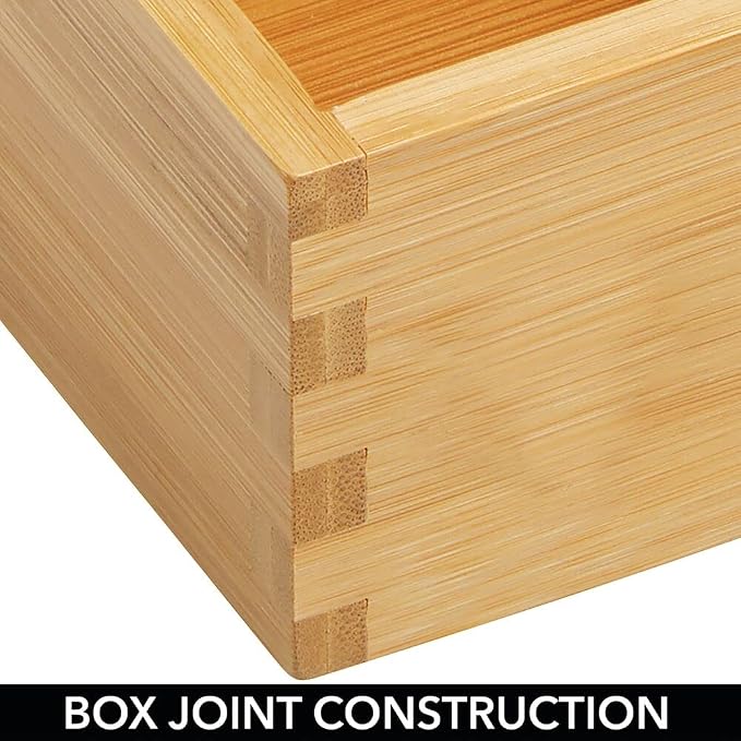 mDesign Bamboo Storage Bin Container, Drawer Organizer Crate Boxes - Image 5