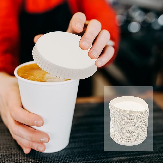 100pcs Disposable Cup Coverware 8 X 8cm Coffee Cup Drinking Lid Paper Cup Cap - Image 2
