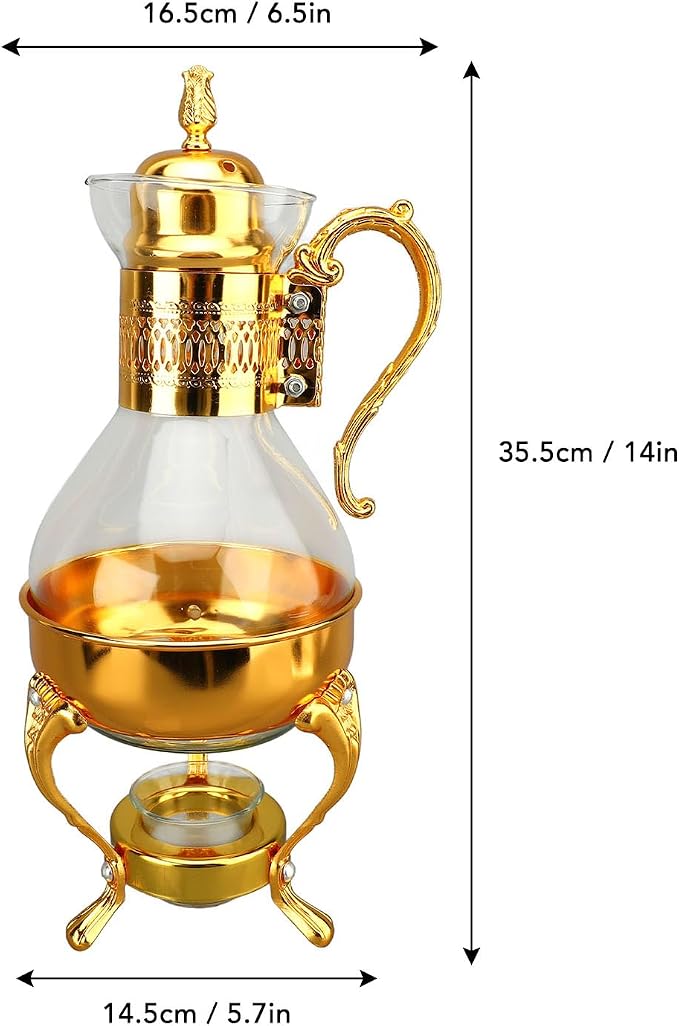 Vintage Turkish Teapot, Glass Coffee Pot Set Heatable Water Pitcher - Image 2