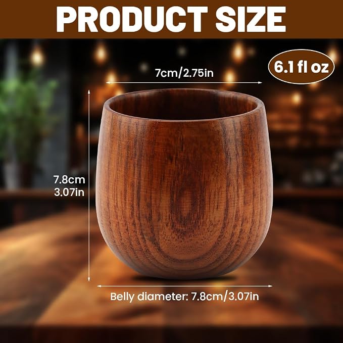 Wooden Whiskey Glasses, Bourbon Drinking Glass Natural Wooden Teacups Coffee - Image 2