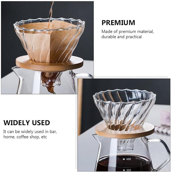 Cabilock 1set Reusable Stripe Glass Coffee Filter Funnel High Borosilicate - Image 3