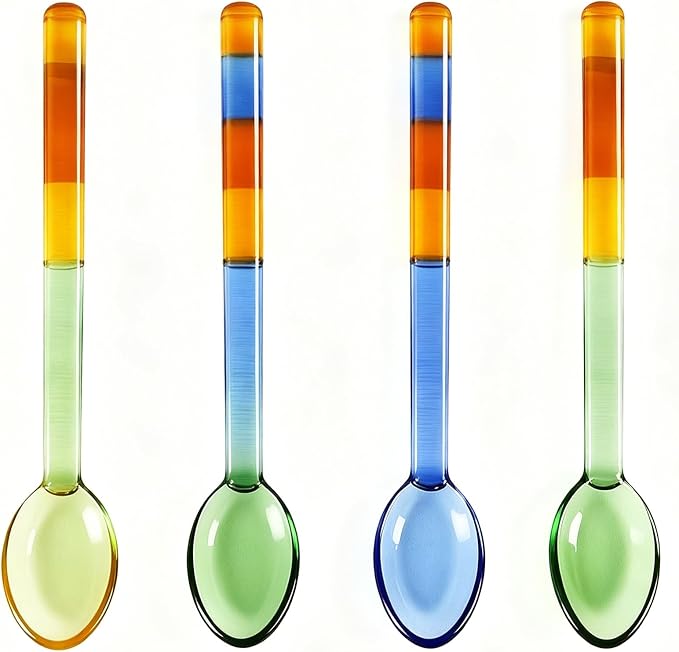 4 Pieces Coffee Spoon, Glass Coffee Stirring Spoons, Espresso Stirring Spoon by TMXAOK