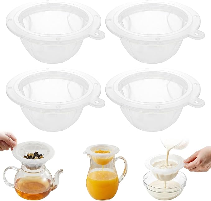 4PCS Food Filter Strainer, 5 Inch Reusable Nylon Plastic Strainer by Focusonthekitchensupplies